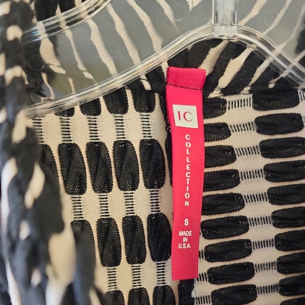 IC COLLECTION Black and Cream Striped Jacket - Picture 2 of 11